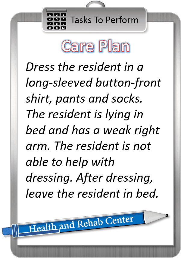 Care plan dressing