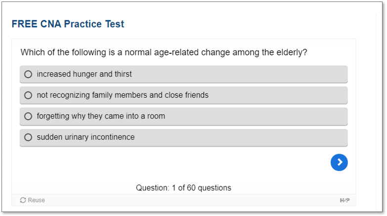 cna trainig test questions ri