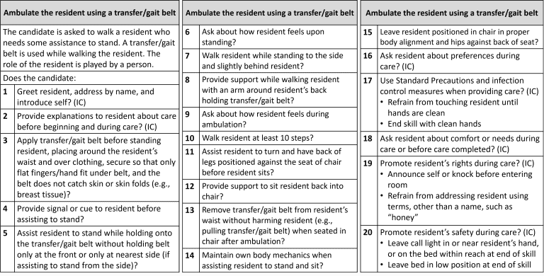 Transfer gait belt assistance for CNA training.